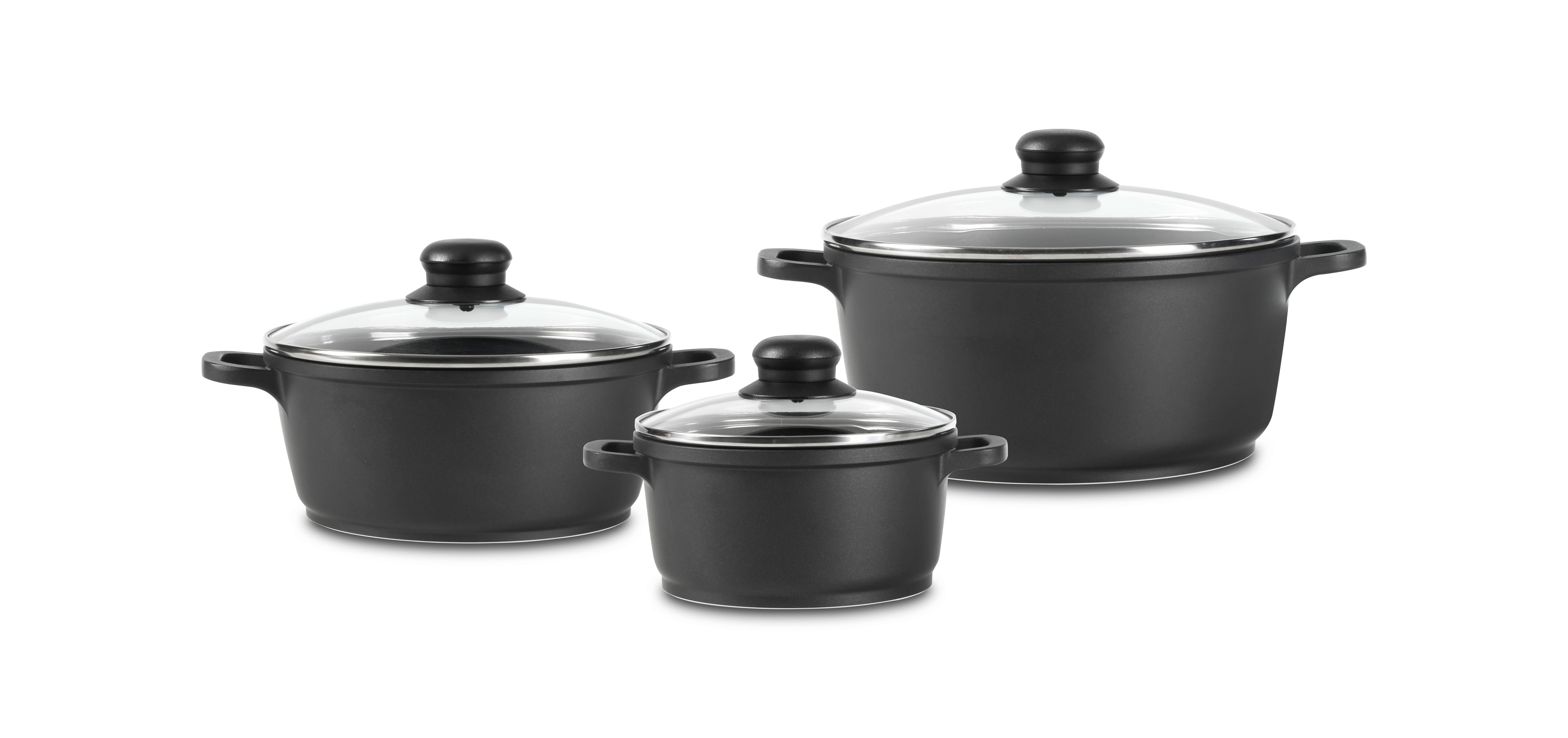 Kochtopfset Finley 6--Teilig. Set aus Aluminium - Klar/Transparent, MODERN, Glas/Kunststoff - Luca Bessoni