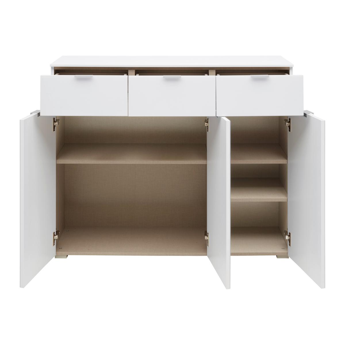Komoda FIFTY - biela/chrómová, Konventionell, kov/kompozitné drevo (120/100/42cm) - Premium Living