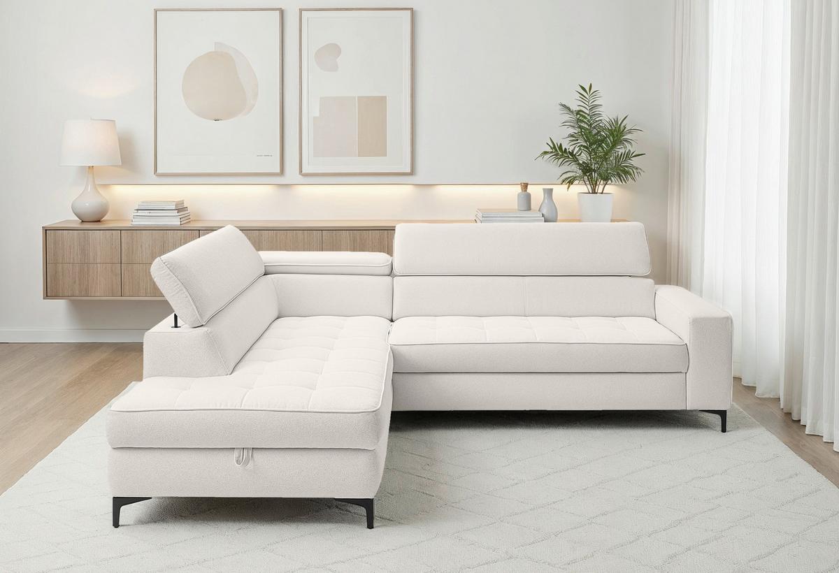 Ecksofa Nala Hellgrau S: 203x251cm - Hellgrau/Schwarz, Design, Textil (203/251cm) - MID.YOU