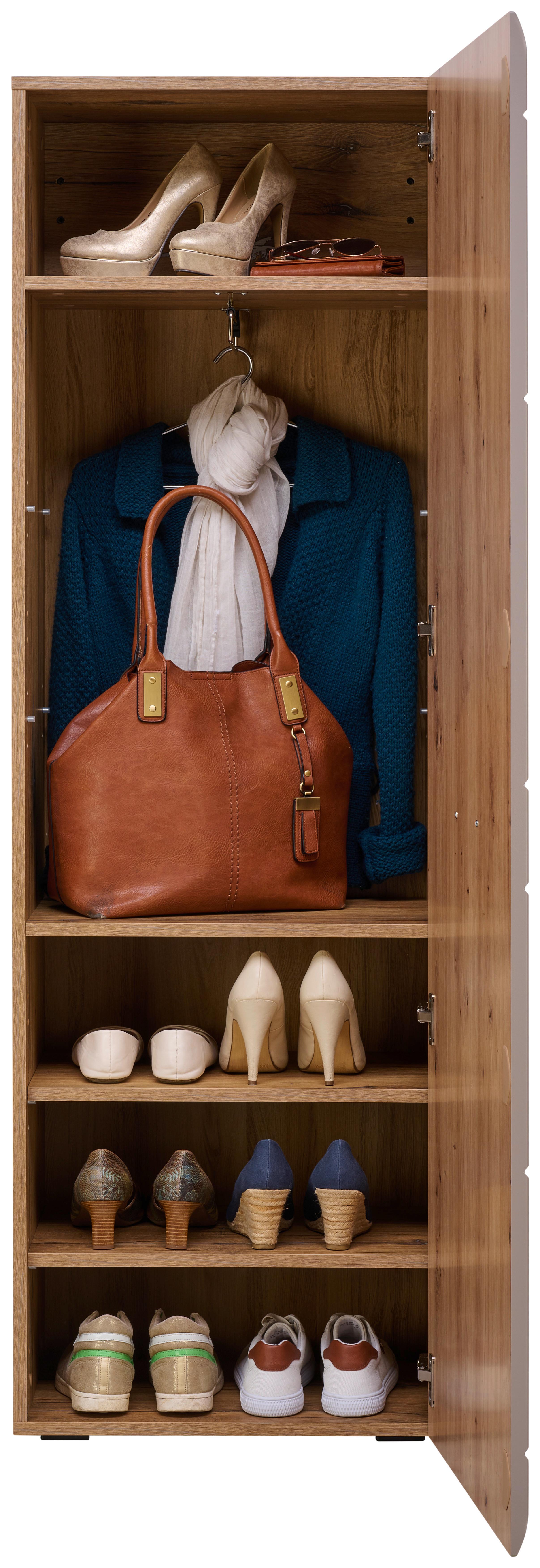 Garderobenschrank Auris Eichefarben B: 52 Cm - Eichefarben/Grau, MODERN (52/164/37,1cm) - Luca Bessoni