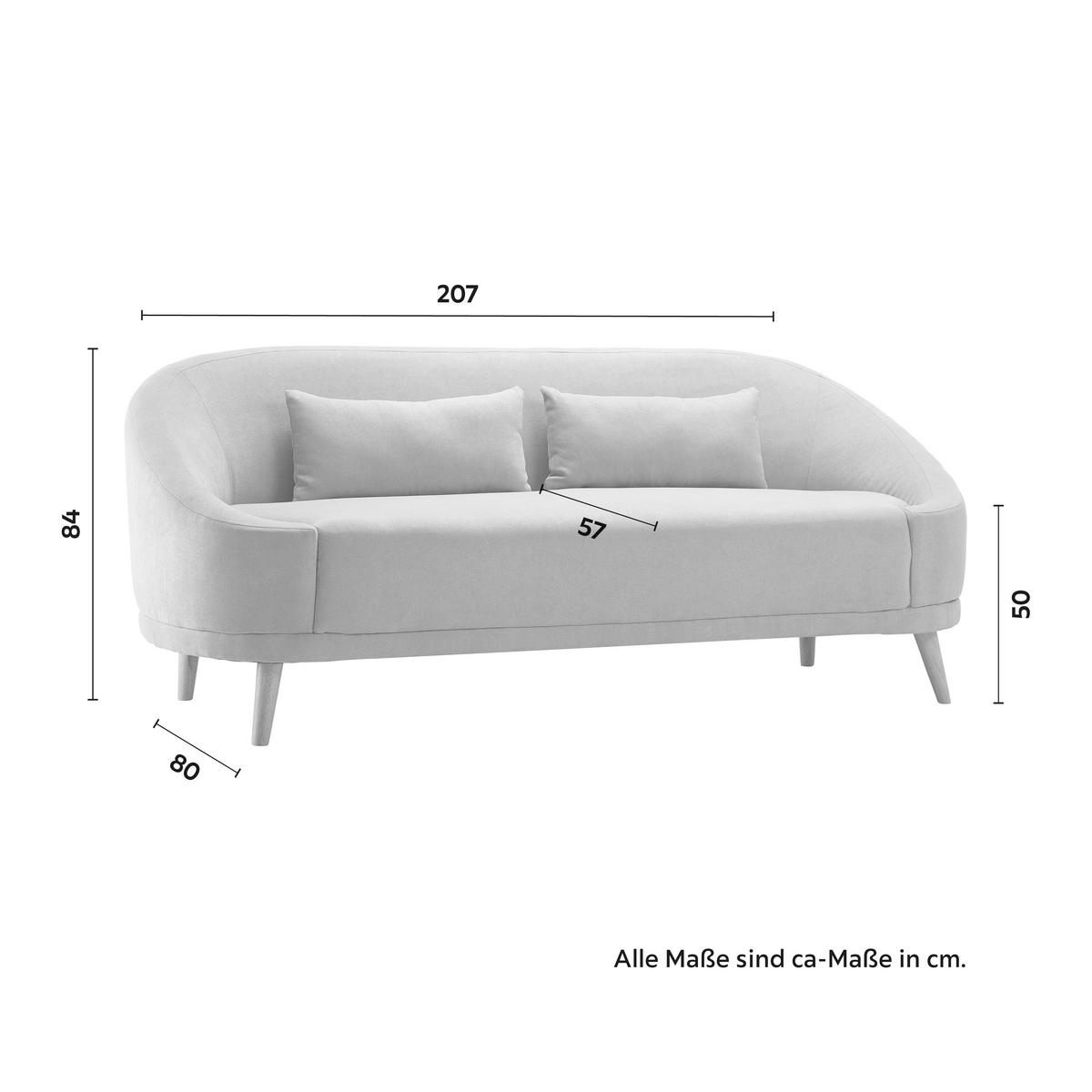 Dizajnová trojmiestna pohovka Jannike, sivá - sivá, Modern, drevo/textil (207/84/80cm) - Modern Living
