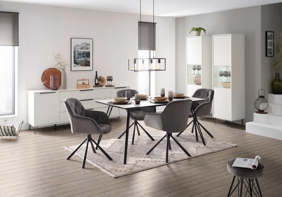 Vitrína BOUNTY - bílá/černá, Moderní, kov/kompozitní dřevo (51/197/45cm) - Mömax