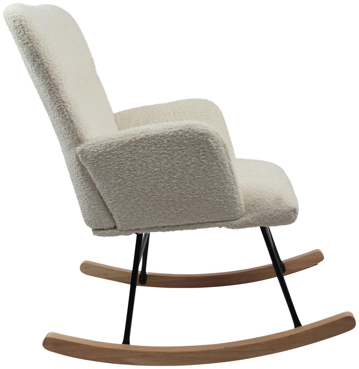 Schaukelstuhl Viktor Weiß B: 62 cm - Naturfarben/Weiß, Basics, Holz/Textil (62/90/52cm) - P & B