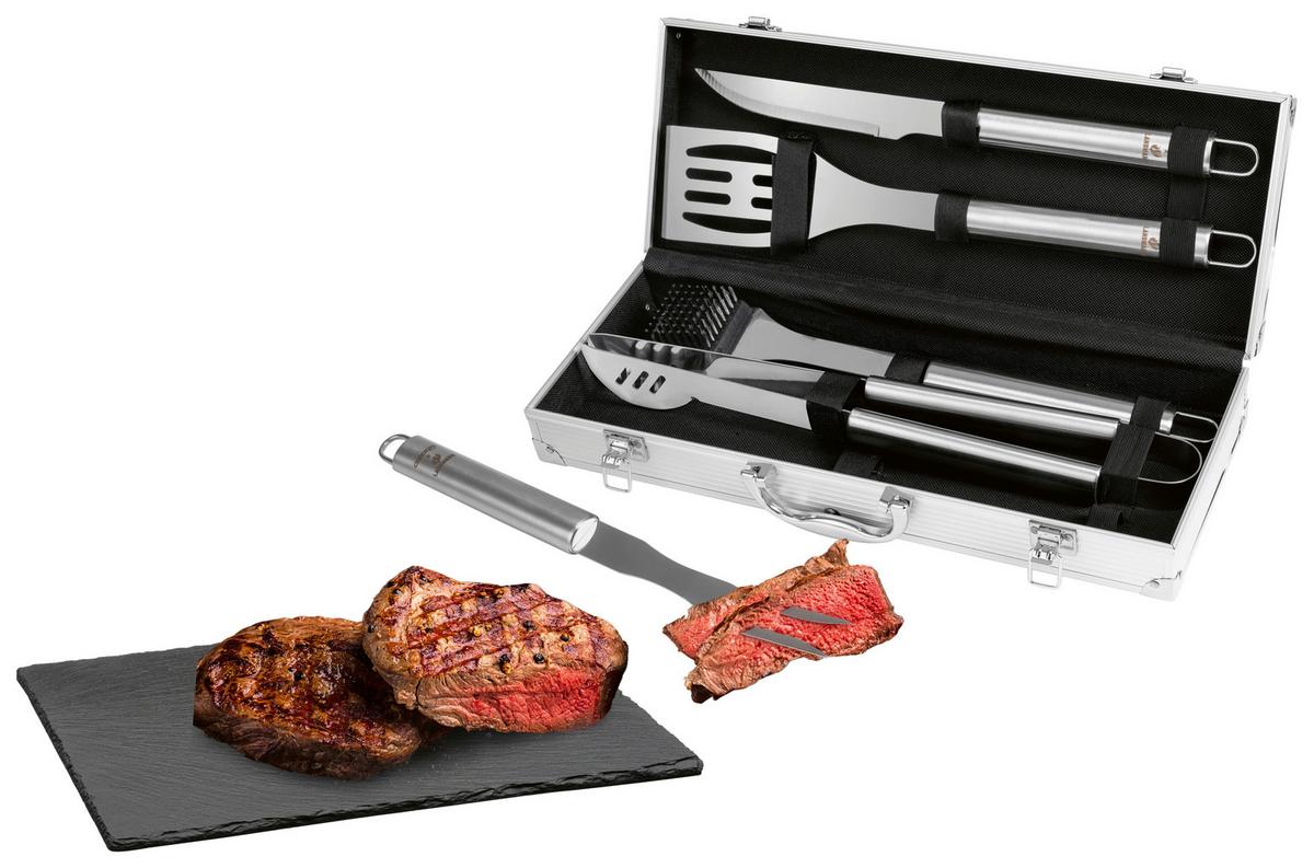 Grillkofferset 6tlg. Landmann Grillkoffer-Set 6--Teilig - Silberfarben, LIFESTYLE, Metall (45/17/8cm)