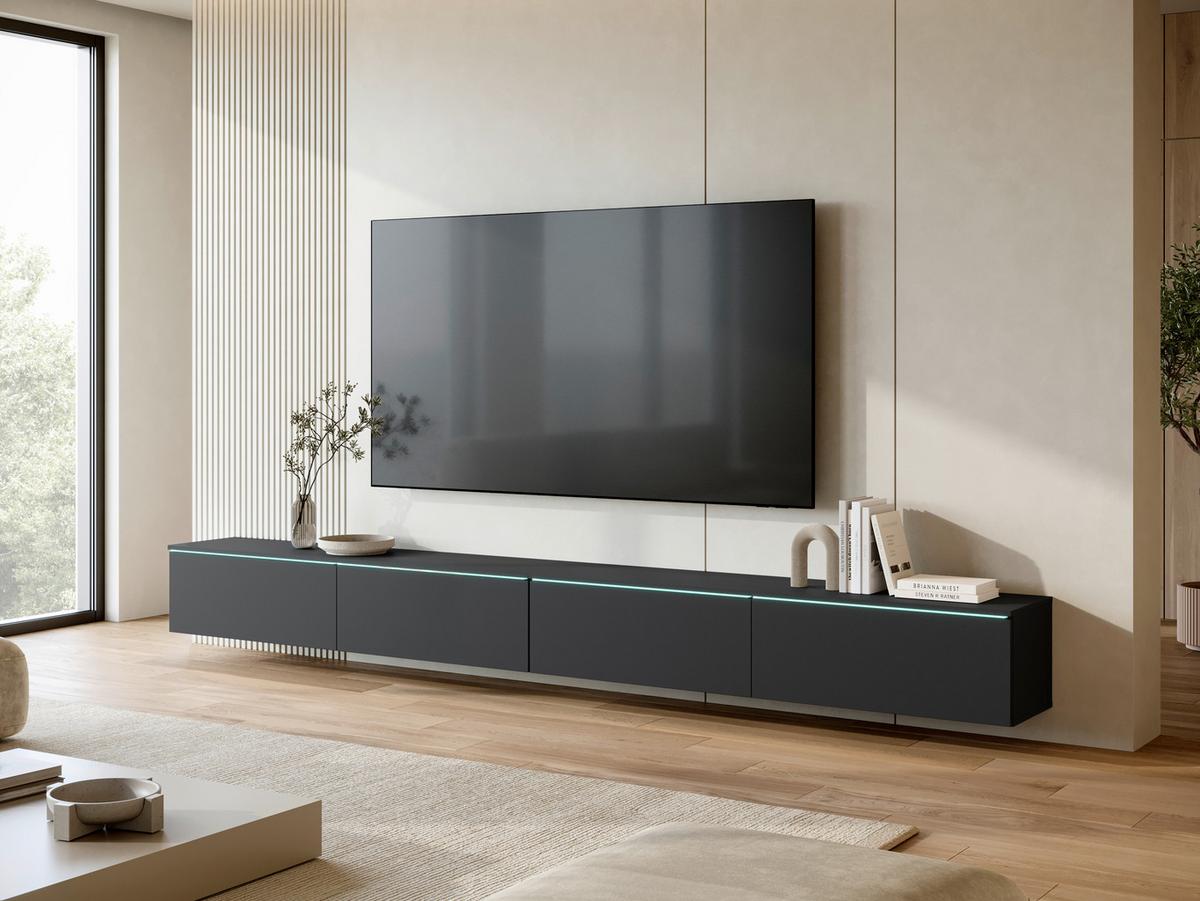 NÍZKÁ KOMODA LOWBOARD D 300 - šedá/černá, Basics, kompozitní dřevo/plast (300/32/33cm) - P & B