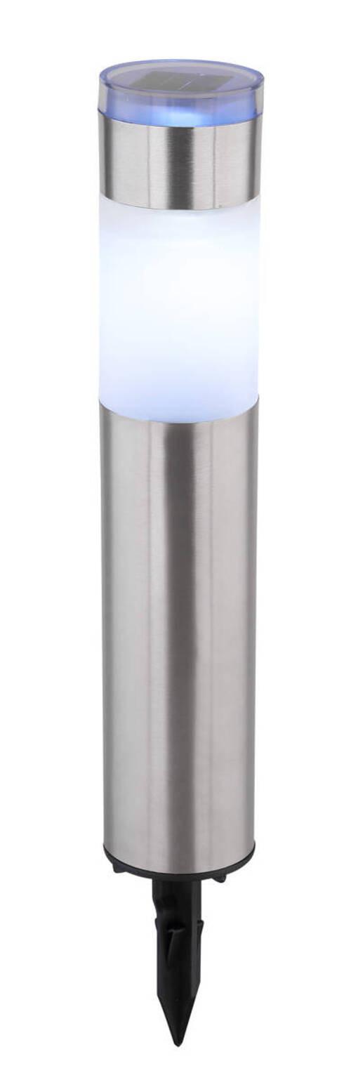 Solarleuchte mit Erdspieß Zylindrisch 2xled Multicolor - Edelstahlfarben, KONVENTIONELL, Kunststoff/Metall