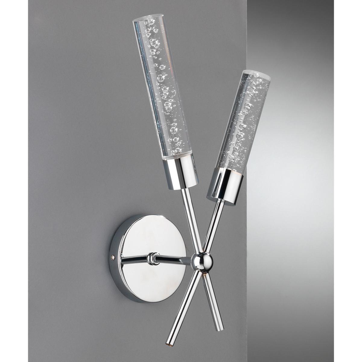Led-wandleuchte Klar Chromfarben L: 22 Cm - Klar/Chromfarben, Design, Kunststoff/Metall (22/22/42cm)