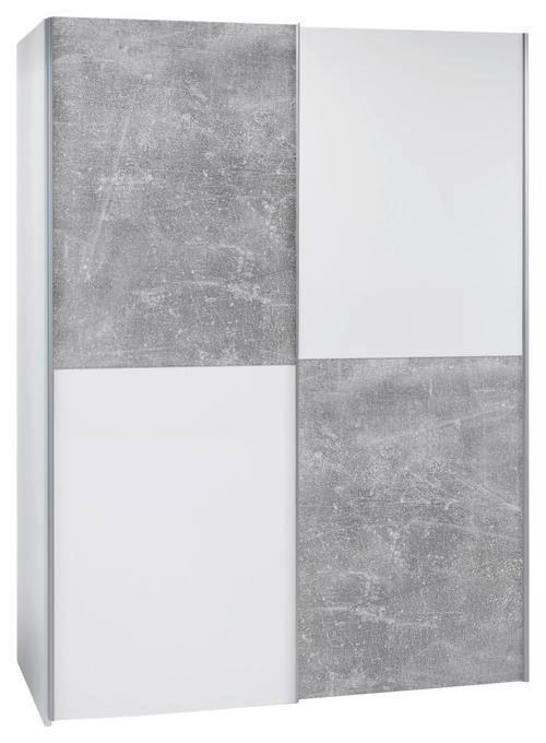 Schwebetürenschrank 170cm Starter, Betonoptik/weiß - Eichefarben/Weiß, KONVENTIONELL, Holzwerkstoff (170/195/59cm) - P & B