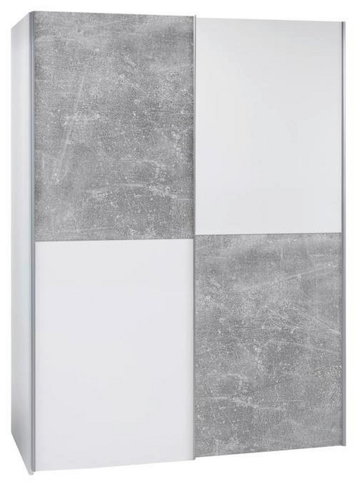 Schwebetürenschrank 170cm Starter, Betonoptik/weiß - Eichefarben/Weiß, KONVENTIONELL, Holzwerkstoff (170/195/59cm) - P & B