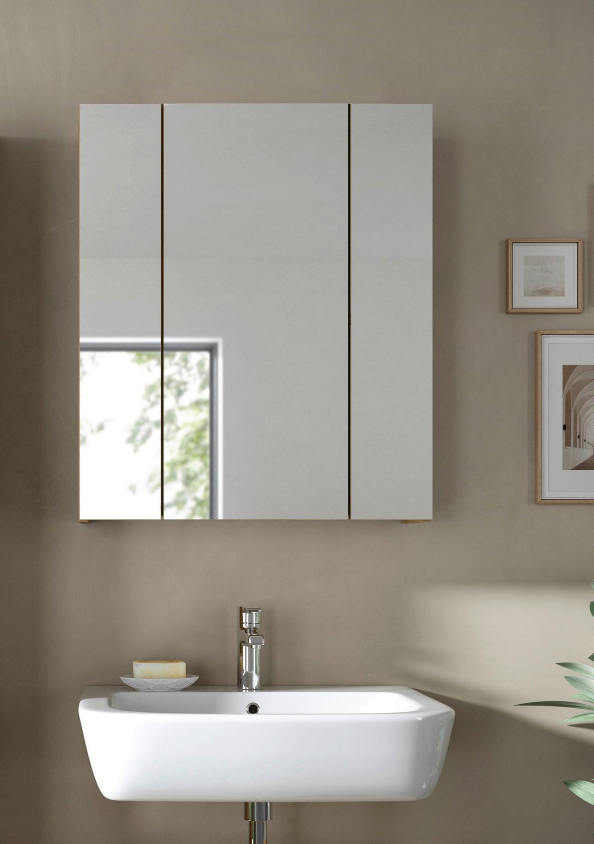 Spiegelschrank Ice Eiche Artisan Dekor B: 60cm - Eiche Artisan, Basics, Glas/Holzwerkstoff (60/70/18cm) - MID.YOU