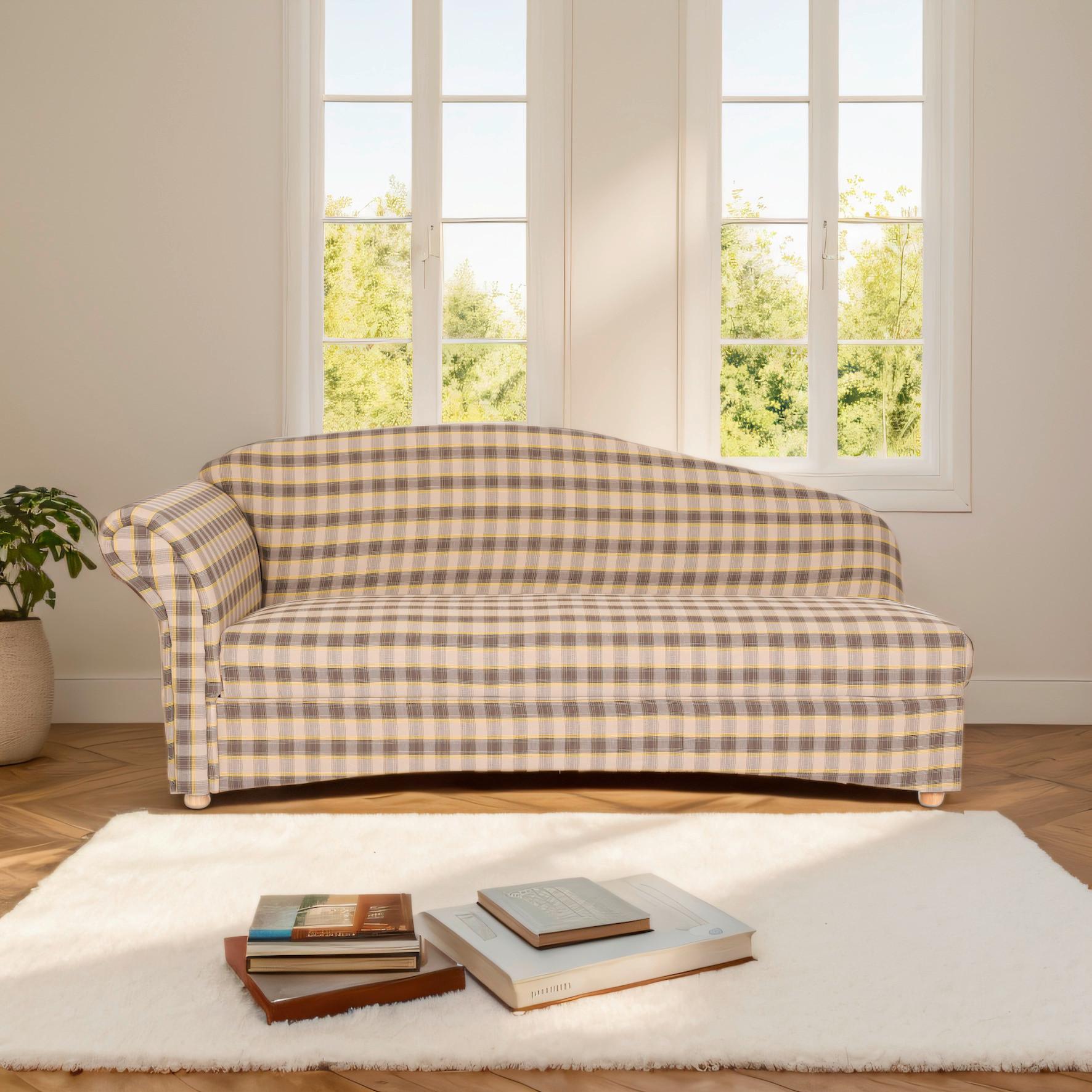 3-Sitzer Loretta, Armlehne links, ca. 193x83x85 cm - Hellbraun/Braun, Basics, Holz/Textil (193/83/85cm)