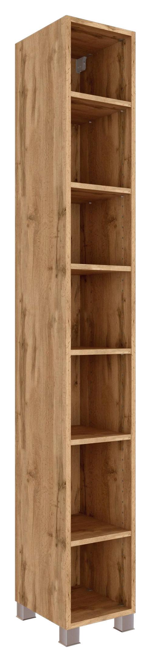 Badezimmerregal Wotaneiche Dekor 25x180 cm Helsinki - Eichefarben/Silberfarben, KONVENTIONELL, Holzwerkstoff (25/180/35cm) - Held