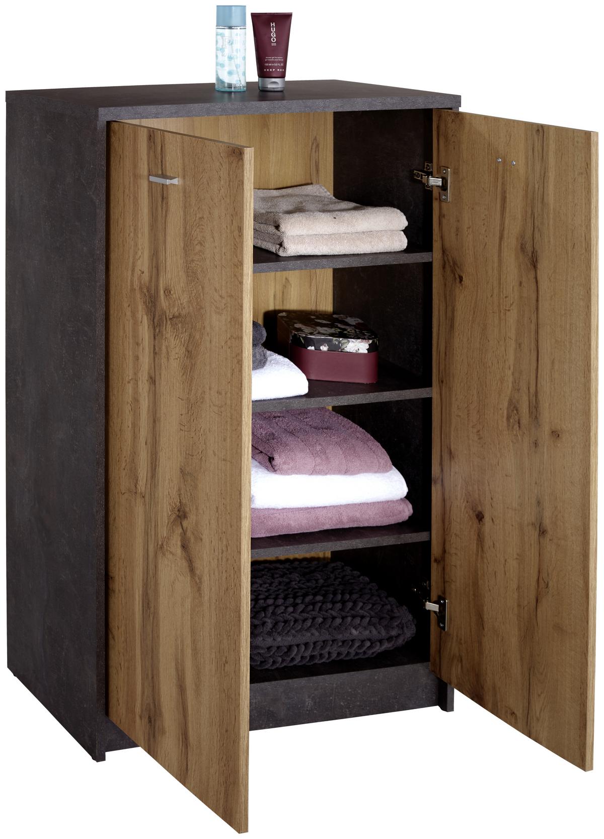 Komód 4-You 74/112 Cm - tölgyfa/szürke, Modern, faalapú anyag (74/111.4/34,6cm)