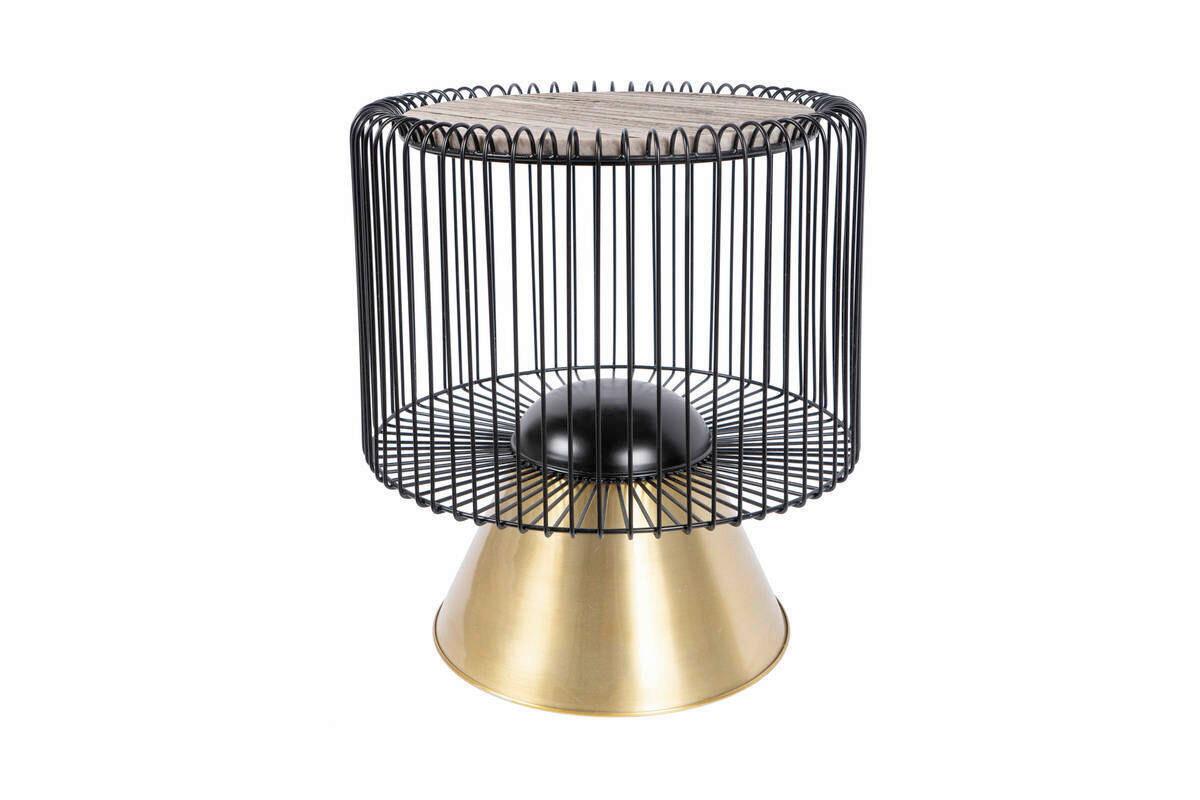 Beistelltisch Malibu Schwarz/goldfarben - Goldfarben/Schwarz, Basics, Stein/Metall (51/56,5/51cm) - Kayoom