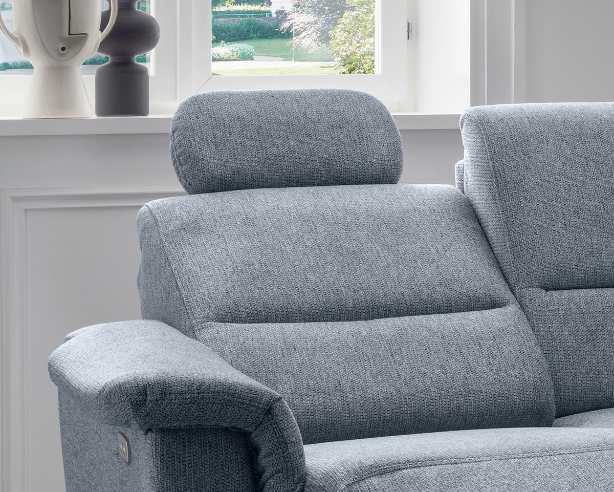 Ecksofa mit Relaxfunktion Parole Hellblau Chenille - Chromfarben/Hellblau, MODERN, Textil (231/165cm) - Livetastic
