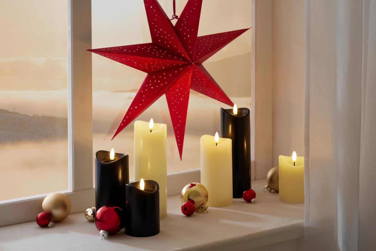 LED SVÍČKA SVEN -PAZ- - černá, Konvenční, přírodní materiály (7/20cm)