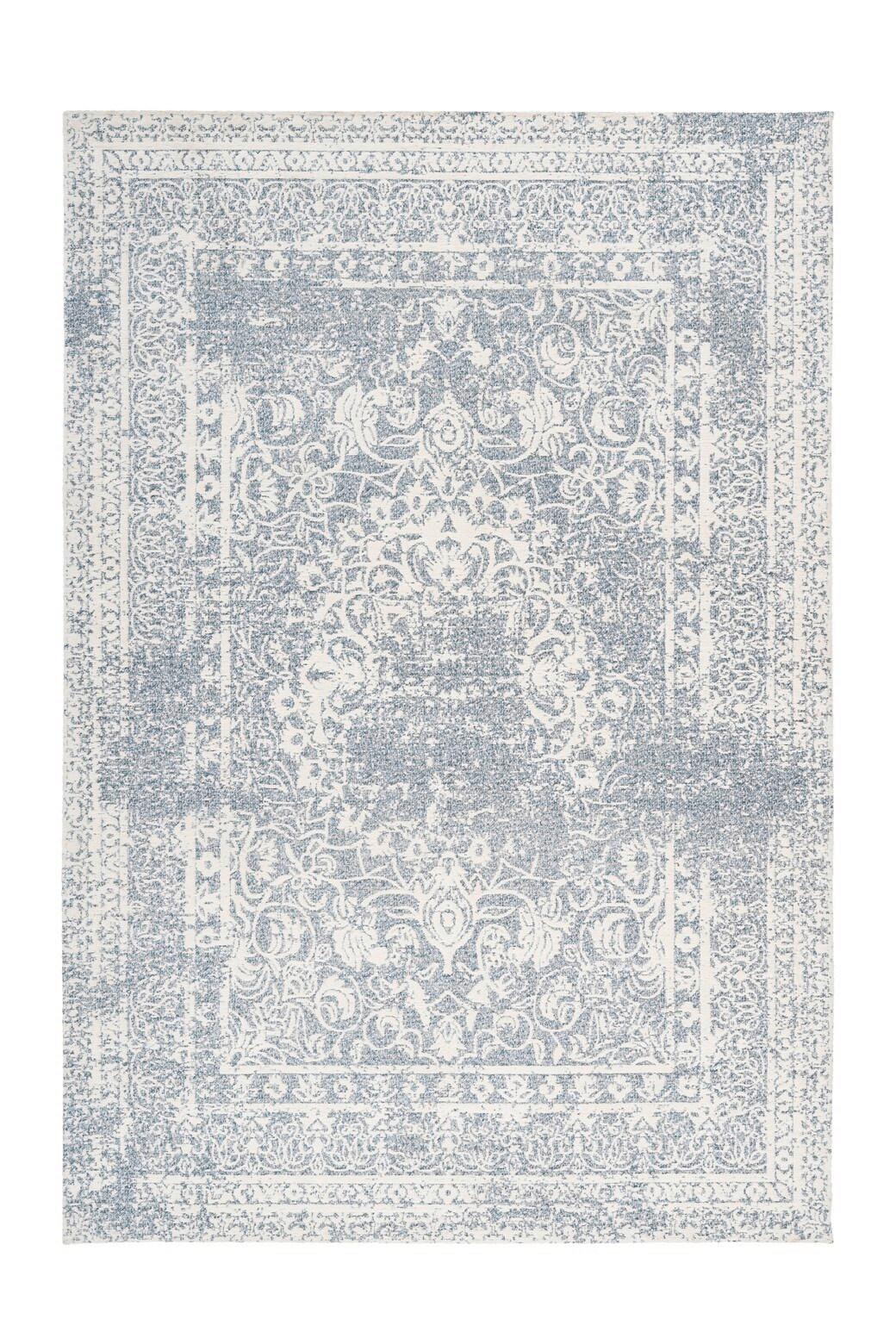 Flachwebteppich Blau/Creme - Blau/Creme, KONVENTIONELL, Textil (120/170cm) - Kayoom