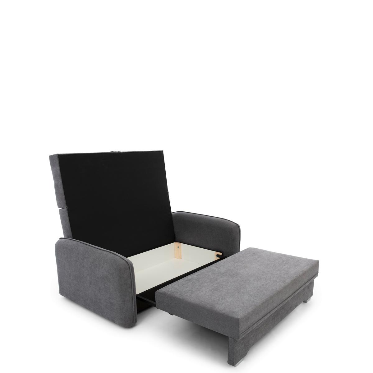 Schlafsofa Laine Grau, B: 155 cm - Silberfarben/Grau, Design, Textil (155/105/75cm) - MID.YOU