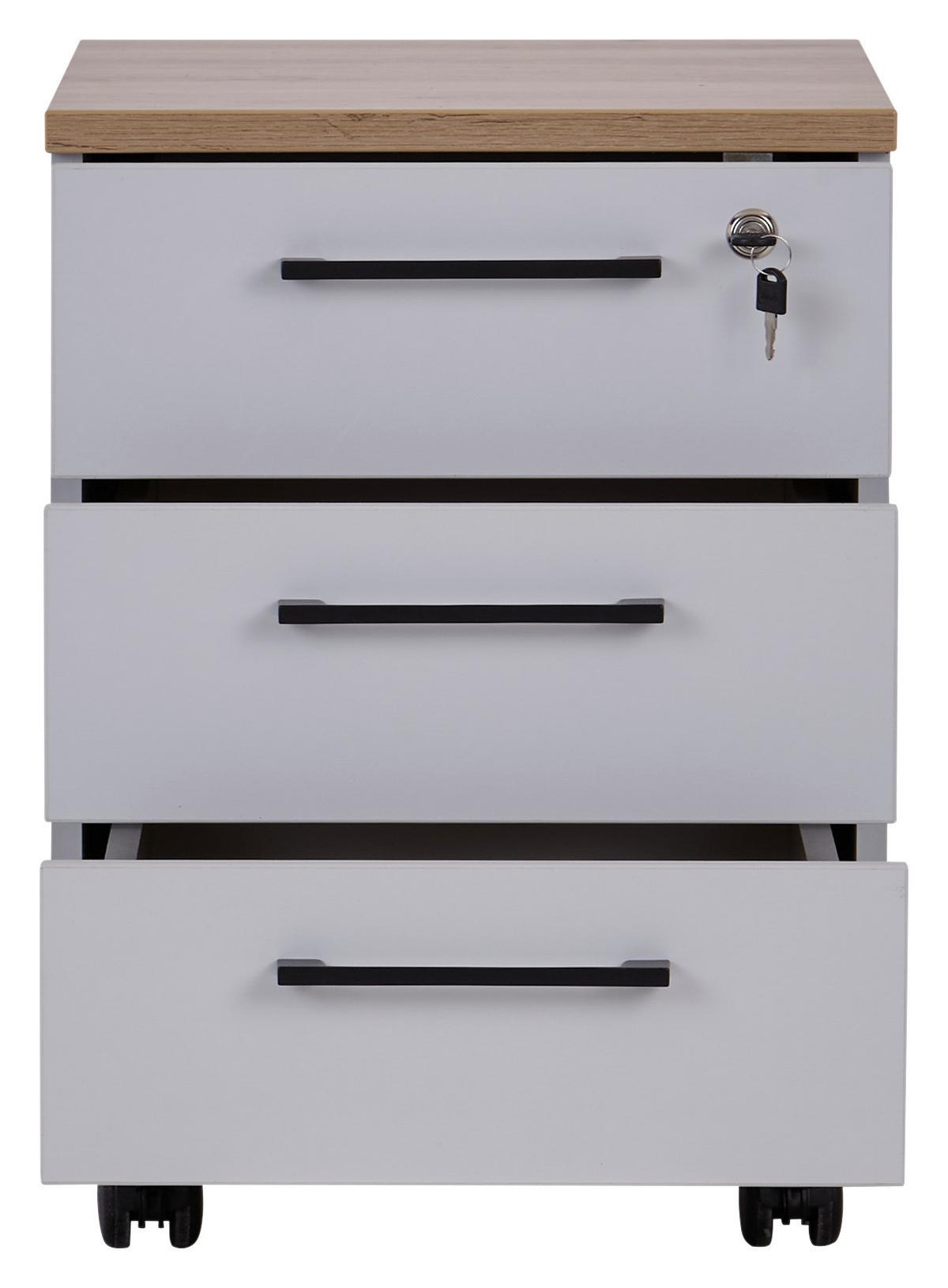 Pojazdný kontajner KONTOR K7 - čierna/sivá, Modern, kompozitné drevo (43/58.4/55.3cm)