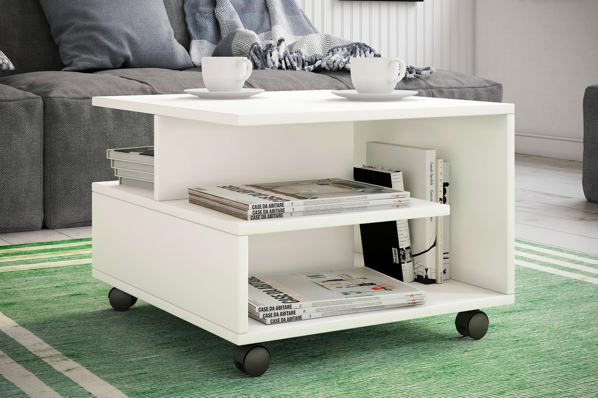 Couchtisch Stango Weiß L: 50 cm - Weiß, Design, Holzwerkstoff/Kunststoff (50/50/40cm) - MID.YOU