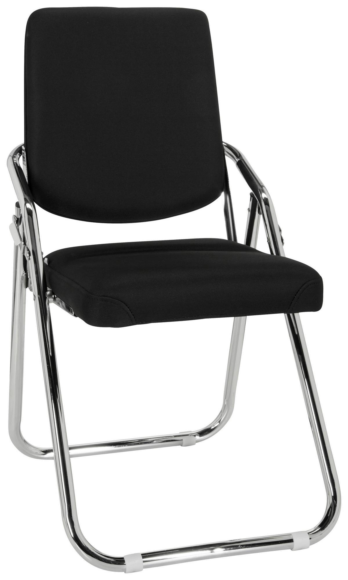 Besucherstuhl Esto Schwarz Klappbar - Chromfarben/Schwarz, Basics, Textil/Metall (46/90/40cm) - MID.YOU