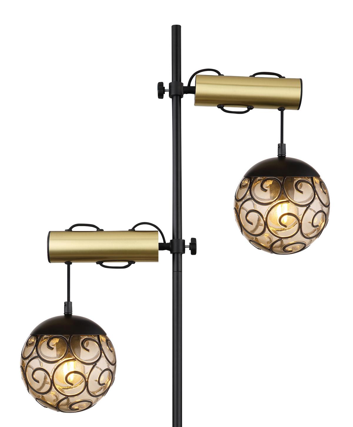 Stehlampe 15659s Grau, Schwarz 15659s - Goldfarben/Schwarz, Design, Kunststoff/Metall (51/25/168cm) - Globo