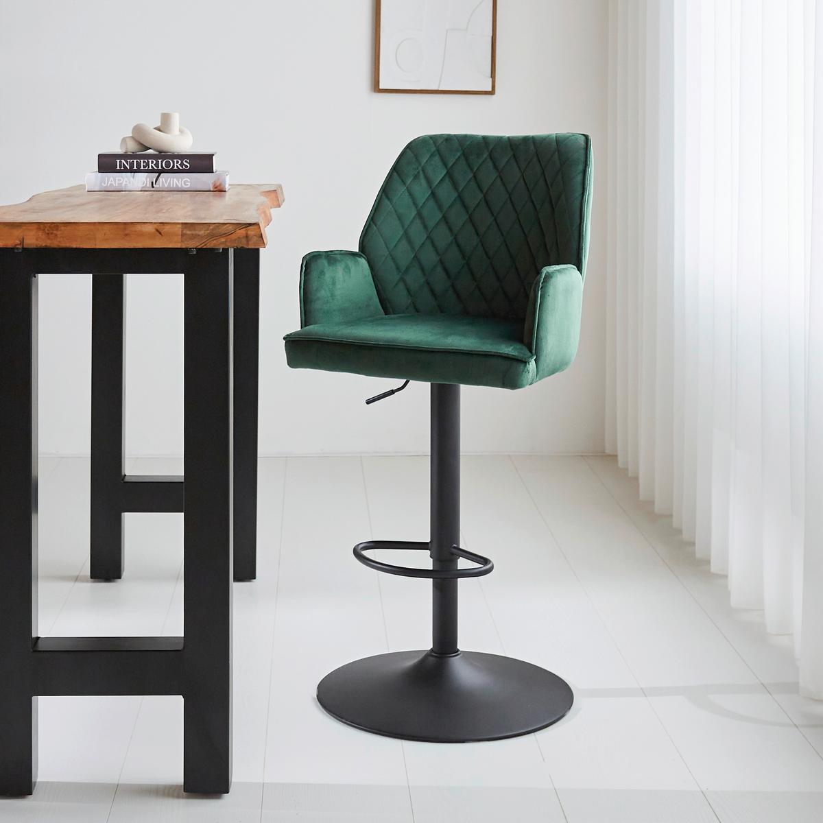 Barhocker-Set Donny Grün B: 54 cm - Schwarz/Grün, MODERN, Textil/Metall (54/100/58cm) - MID.YOU