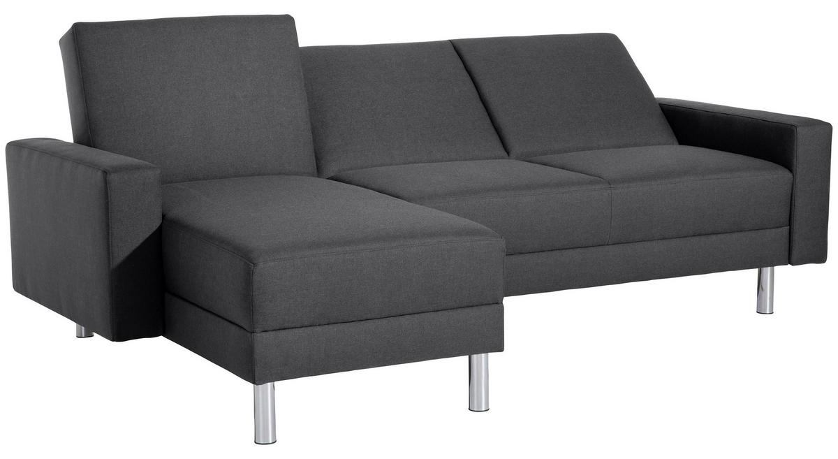 Ecksofa mit Schlaffunktion Just Fashion Graphitfarben - Chromfarben/Graphitfarben, KONVENTIONELL, Textil (152/230cm) - Max Winzer