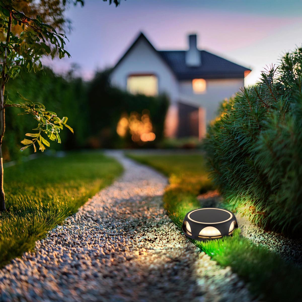 Solarleuchte 3000k, 10-60lm - Opal/Schwarz, Design, Kunststoff/Metall (14/3,6cm) - Globo