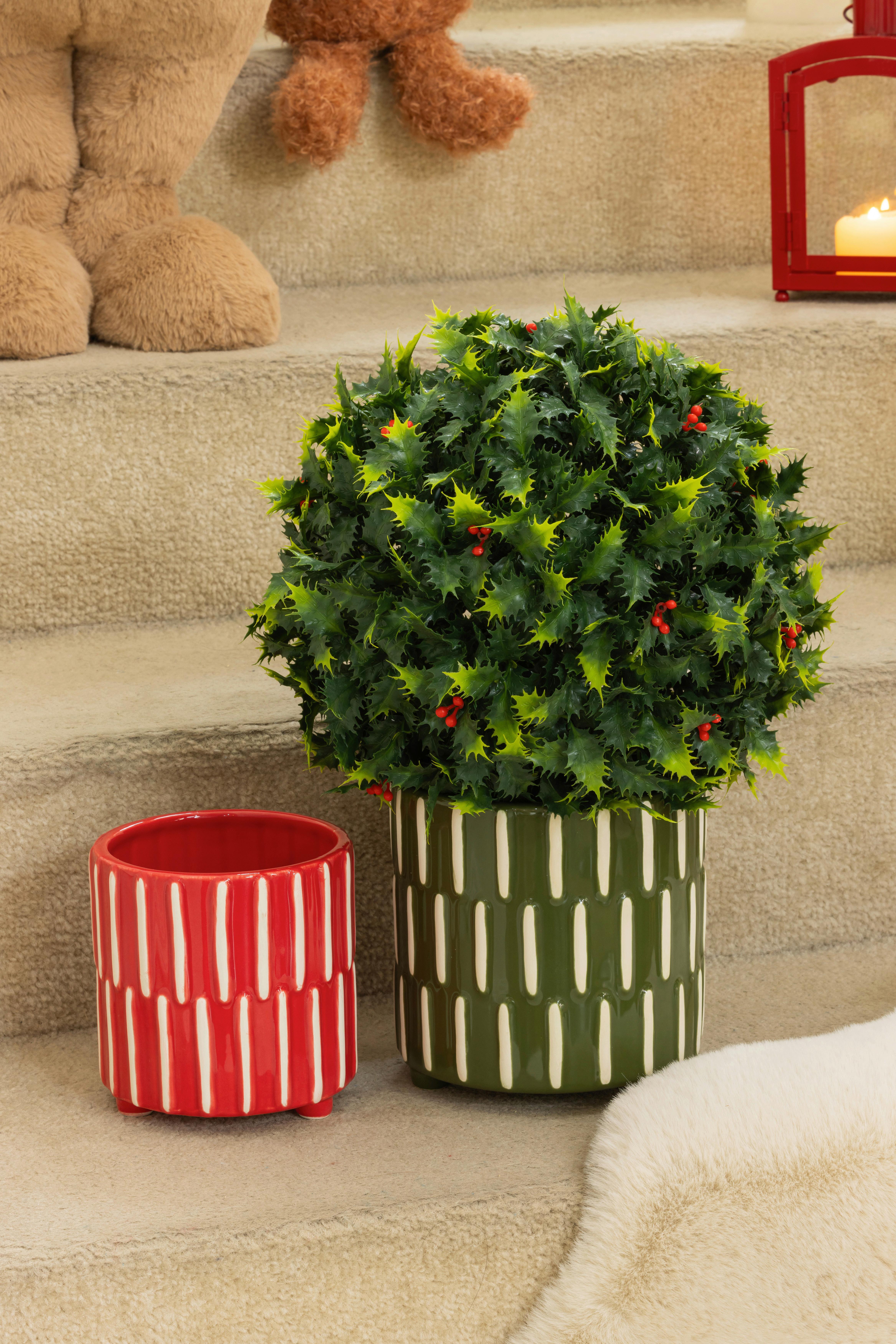 Blumentopf Peter - Rot/Weiß, KONVENTIONELL, Keramik (13/13cm) - Luca Bessoni