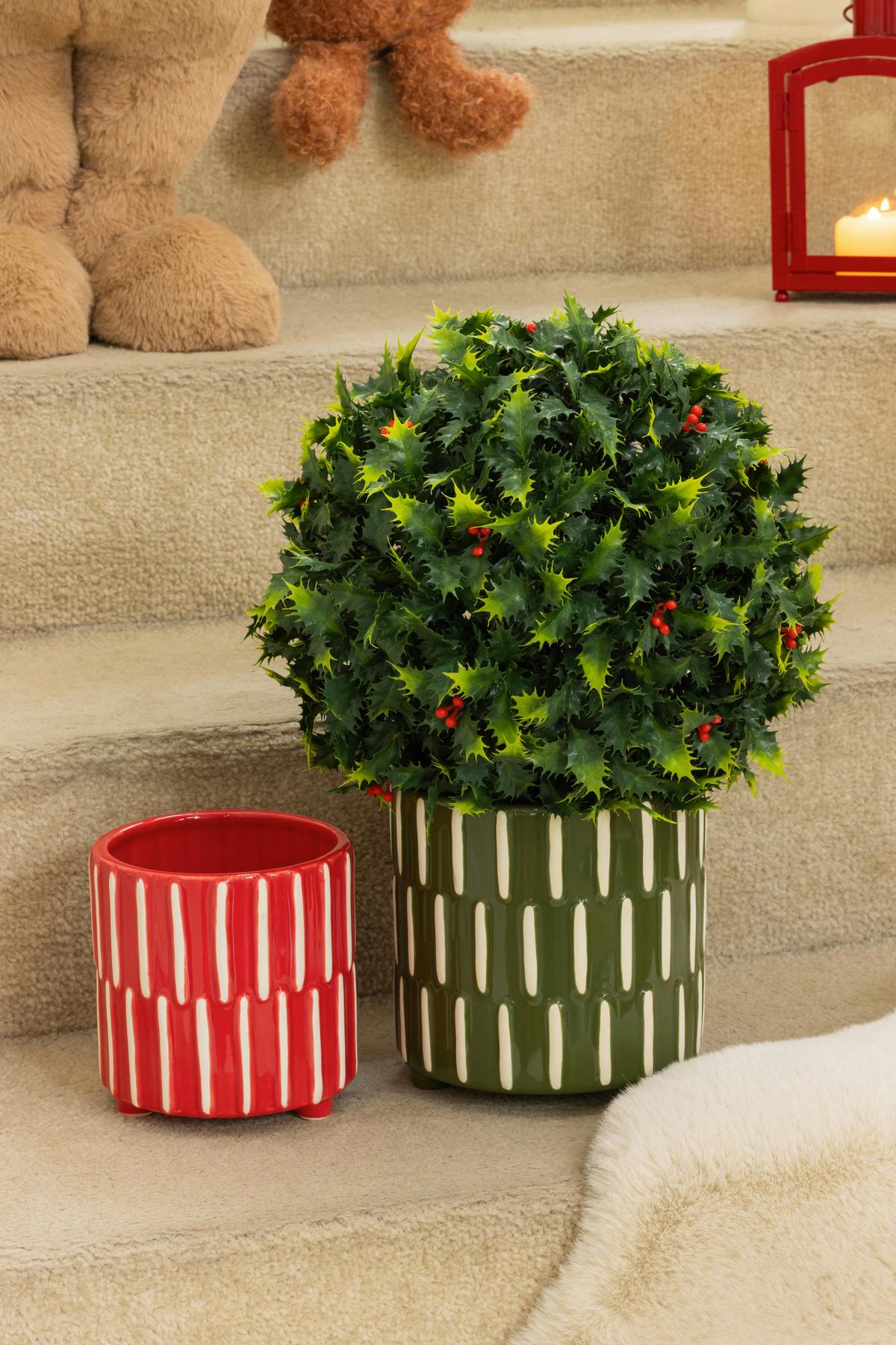 Blumentopf Peter - Rot/Weiß, KONVENTIONELL, Keramik (13/13cm) - Luca Bessoni