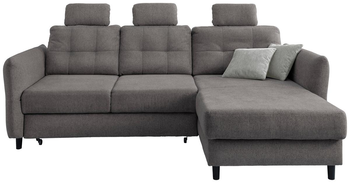 Ecksofa Brizzini Graubraun S: 250-280/176 cm - Graubraun/Hellgrau, MODERN, Holz/Textil (250-280/176cm) - Livetastic