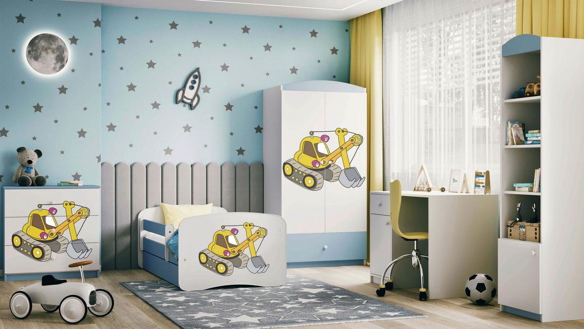 Kinder-/Juniorbett Babydreams Inkl. Matratze 80x160 - Blau/Birkefarben, MODERN, Holz/Holzwerkstoff (80/160cm) - MID.YOU