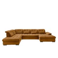 Wohnlandschaft mit Bettkasten Rigatti Goldfarben B: 387 cm - Goldfarben/Schwarz, MODERN, Textil (252/387/184cm) - Livetastic