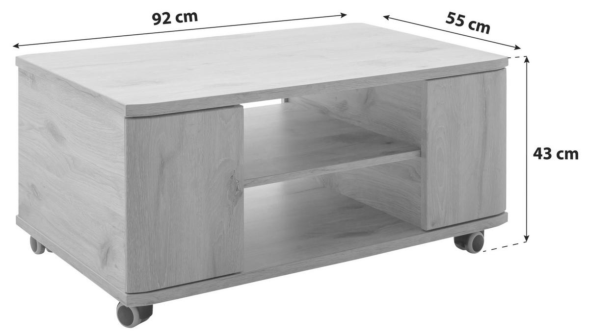 Couchtisch Prato Eichefarben B: 92 cm - Eichefarben, Design, Holzwerkstoff (92/43/55cm) - MID.YOU