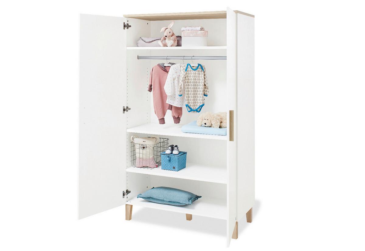 Babyzimmer 3-Teilig. weiß/Natur - Eichefarben/Weiß, Basics, Holzwerkstoff - Pinolino