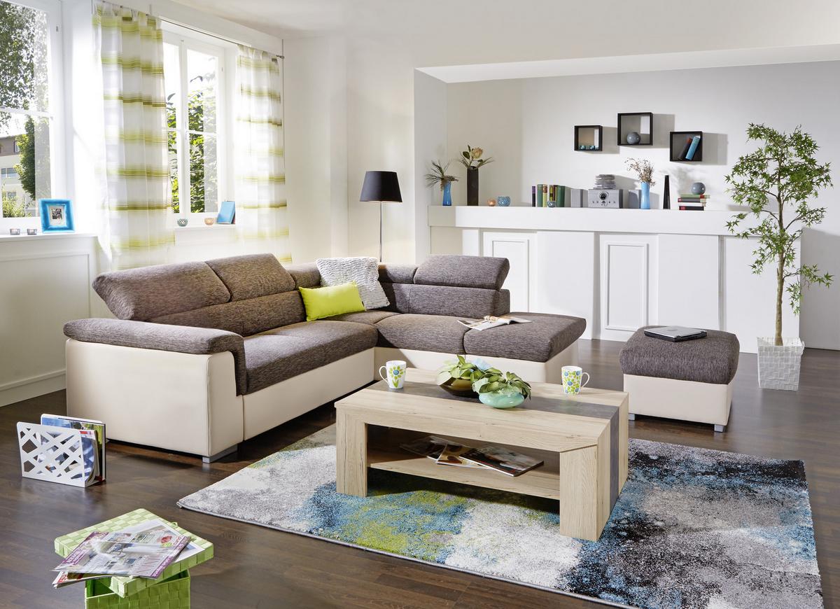 WOHNLANDSCHAFT Milla - Dunkelgrau/Silberfarben, MODERN, Holz/Textil (252/217cm)