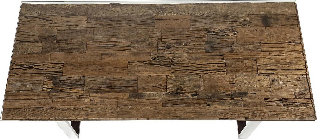Esstisch Rustico Braun/silberfarben B: 90 Cm - Edelstahlfarben/Silberfarben, Trend, Glas/Holz (200/90/76cm) - Kare-Design