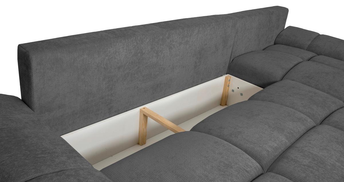 ECKSCHLAFSOFA Ramon, Graphitf. S: 296x182 cm - Chromfarben/Beige, Trend, Textil (296/182cm)