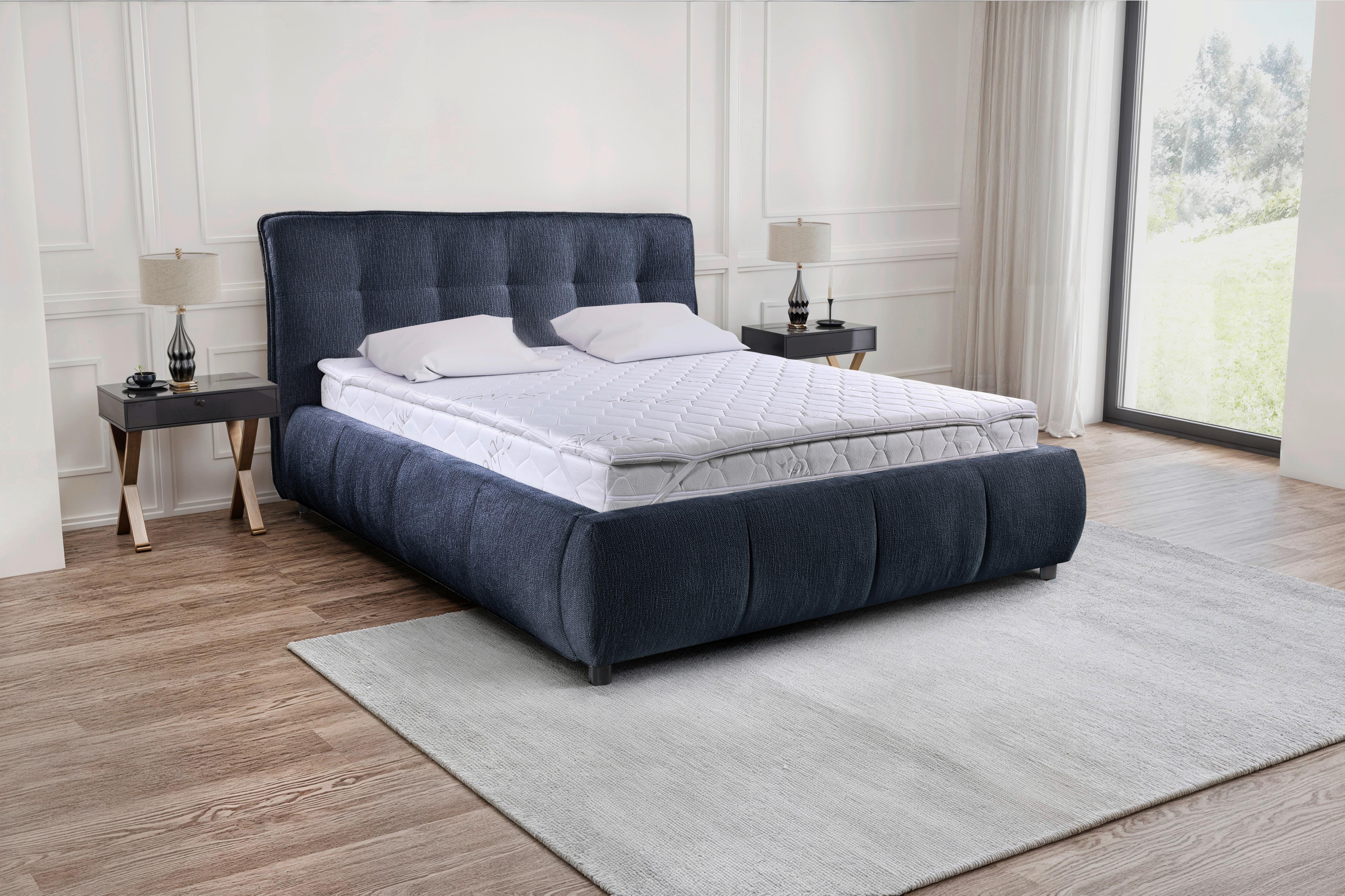 Polsterbett Limo Dunkelblau 180x200 cm - Schwarz/Dunkelblau, KONVENTIONELL, Holz/Holzwerkstoff (180/200cm) - James Wood