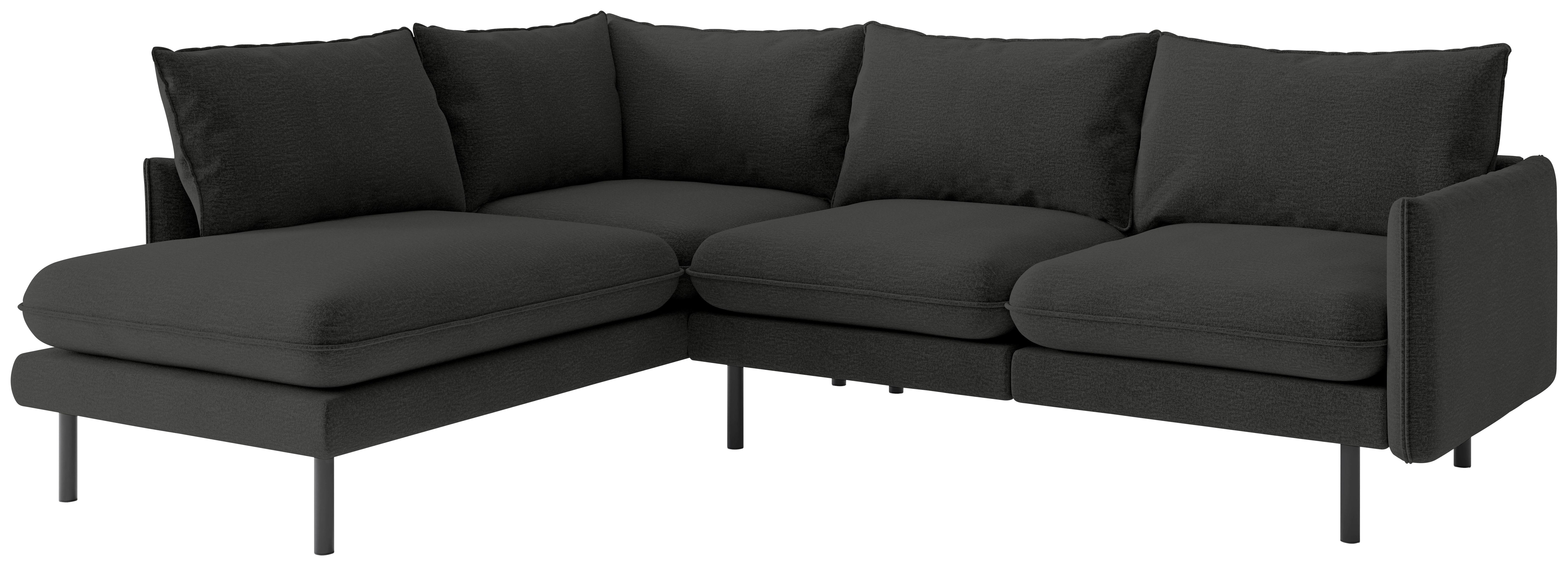 Ecksofa Samos Dunkelgrau S: 204x267 cm - Dunkelgrau/Schwarz, Design, Textil (204/267cm) - Livetastic