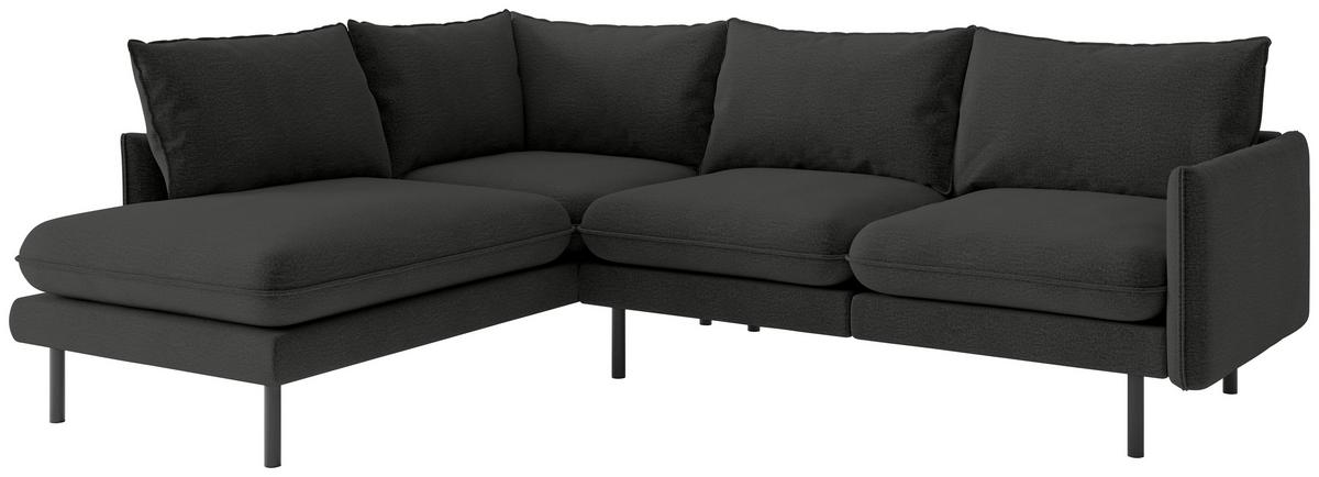 Ecksofa Samos Dunkelgrau S: 204x267 Cm - Dunkelgrau/Schwarz, Design, Textil (204/267cm) - Livetastic