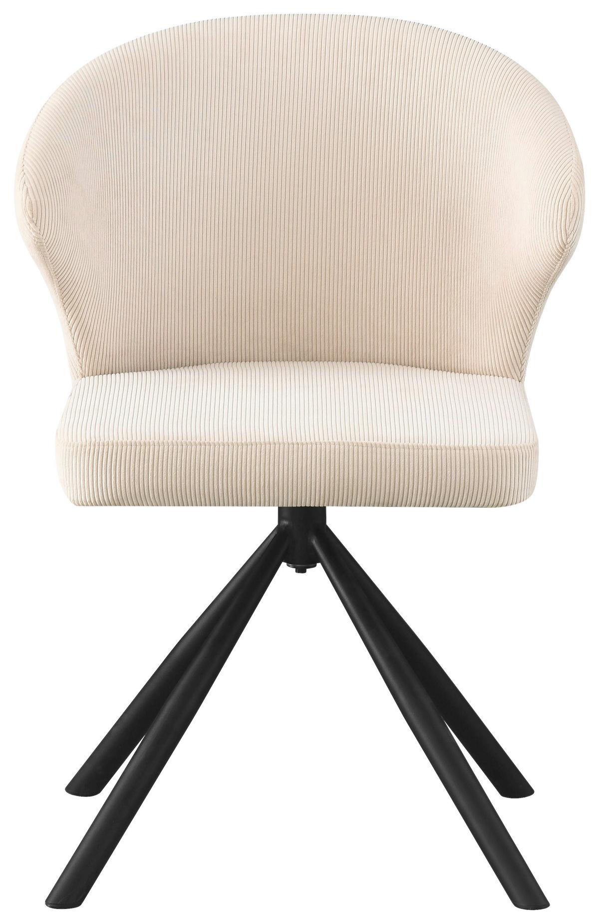 Stolička s podrúčkami béžová - čierna/béžová, Lifestyle, kov/textil (55/81,5/58cm) - Based