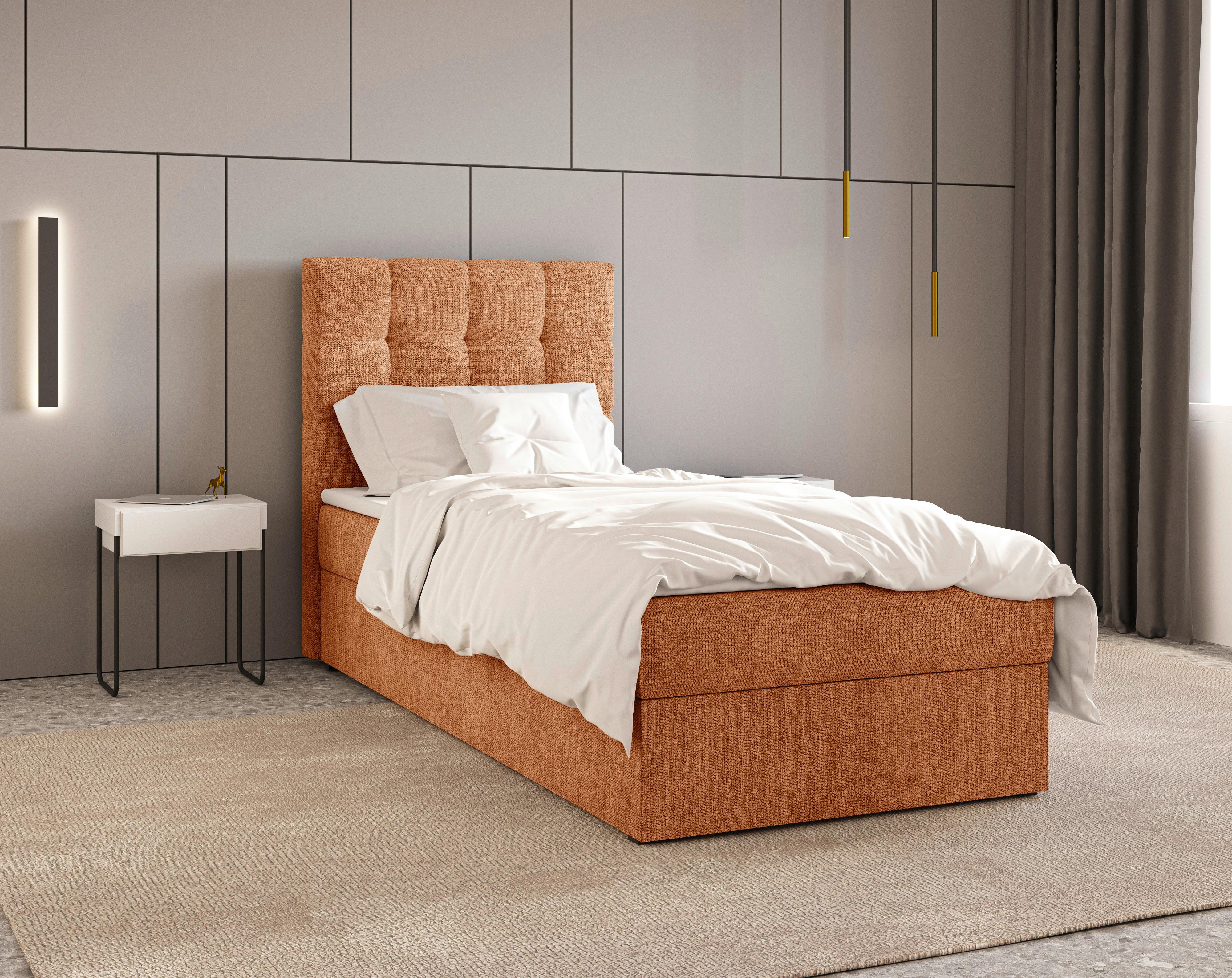 Boxbett Oslo mit Topper 90x200 - Schwarz/Kupferfarben, MODERN, Holz/Kunststoff (90/200cm) - Livetastic