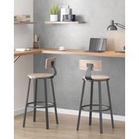 Barhocker-set 2-teilig Vasagle Schwarz, Eschefarben - Eschefarben/Schwarz, Basics, Holzwerkstoff/Metall (54/99/54cm) - Boxxx