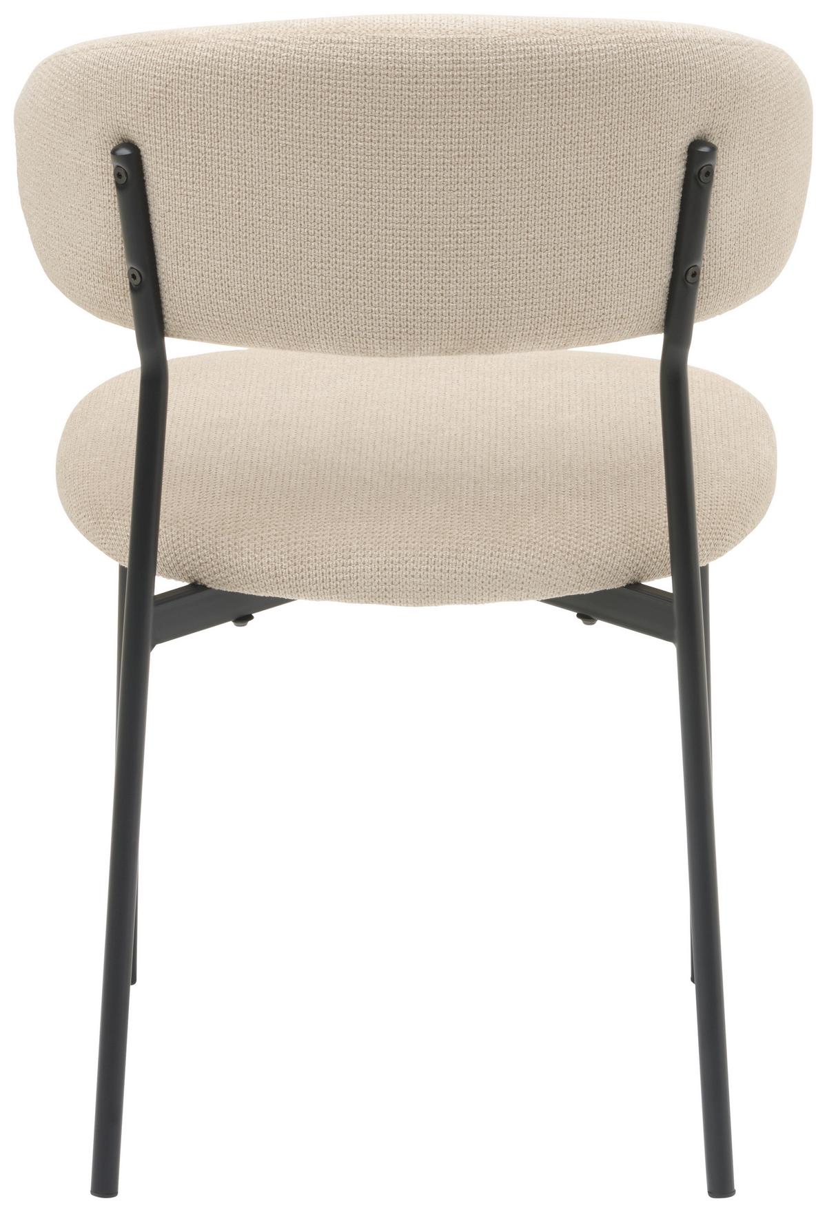 Vierfußstuhl Fenja Webstoff Beige, B: 53 Cm - Beige/Schwarz, KONVENTIONELL, Textil/Metall (53/80/57cm) - MID.YOU