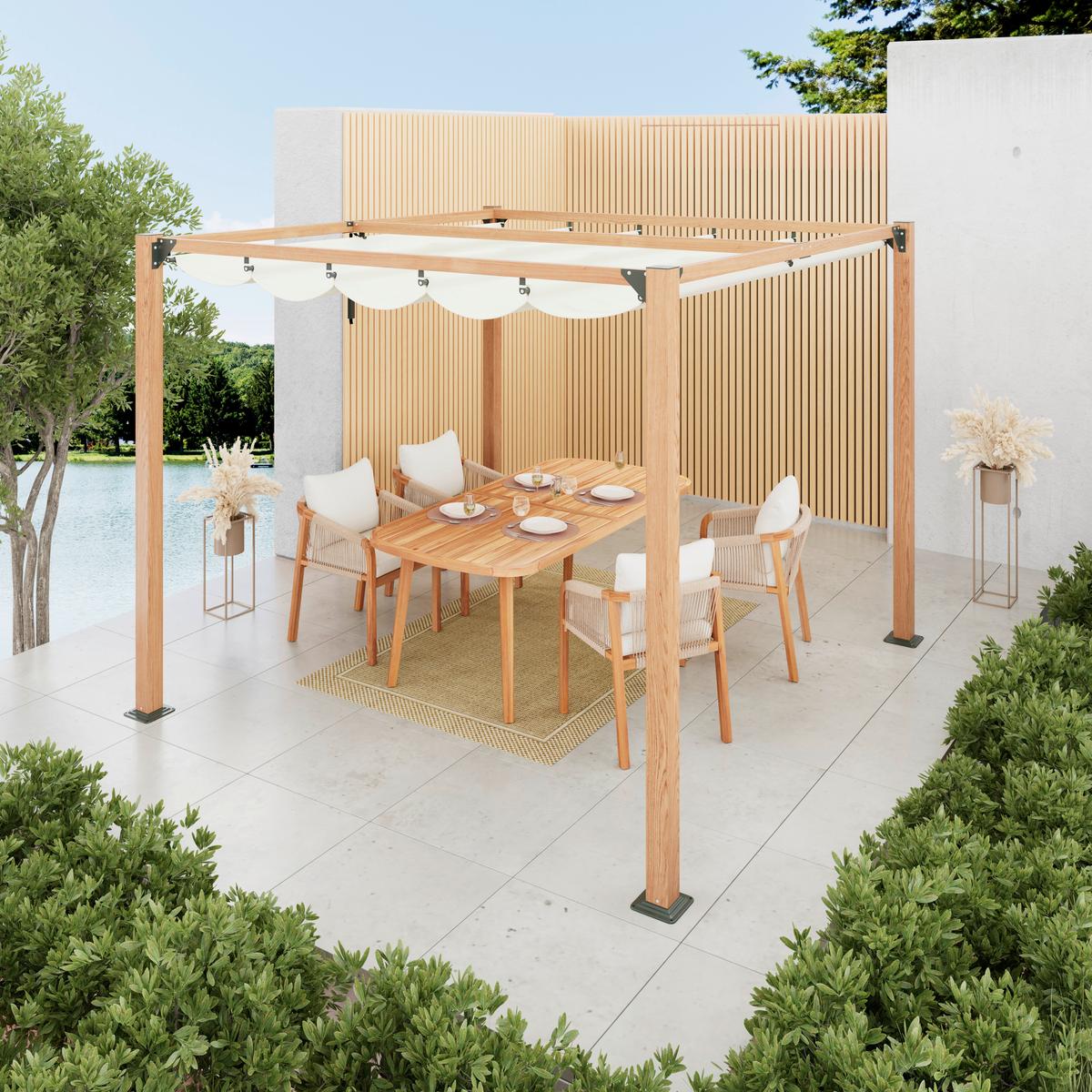 ZAHRADNÍ ALTÁN JOSI - černá/přírodní barvy, Moderní, kov/textil (300/230/300cm)