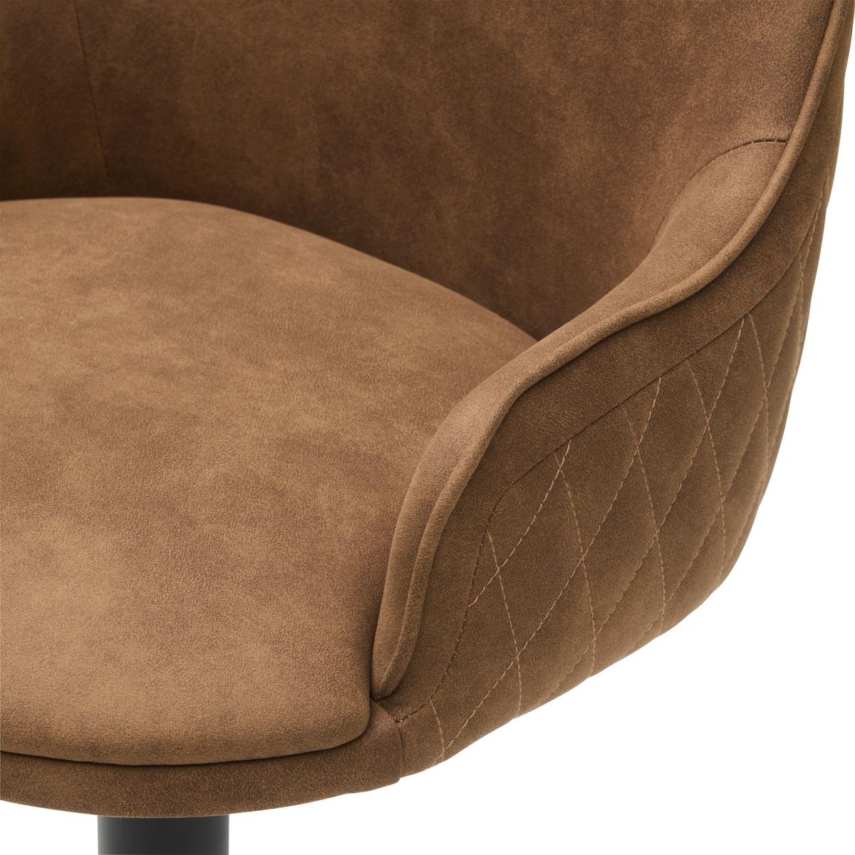 Barhocker Höhenverstellbar Mit Lehne Weda Webstoff Braun - Schwarz/Braun, KONVENTIONELL, Textil/Metall (50/90-111/51cm) - MID.YOU
