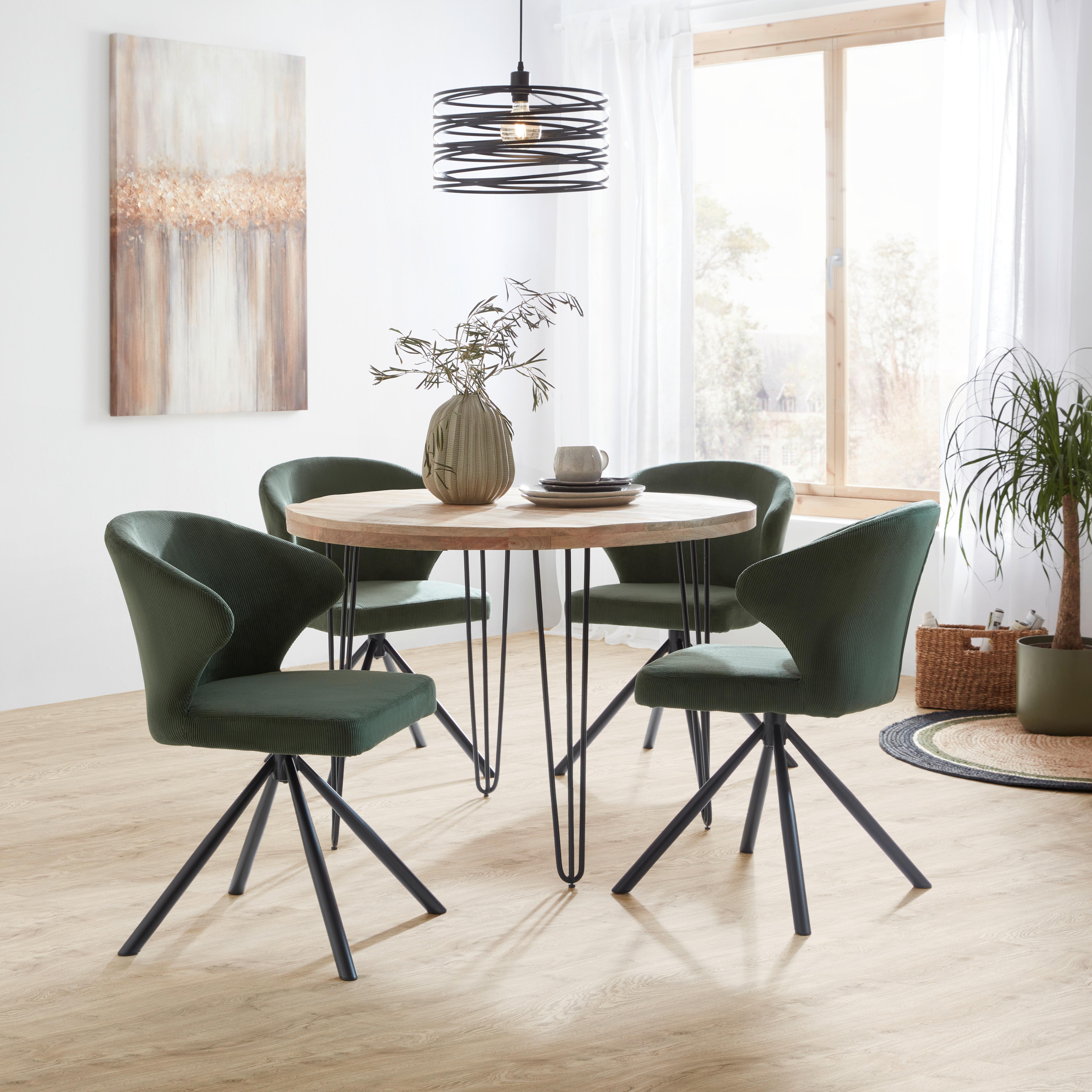 JÍDELNÍ STŮL BOTTNIC 105 - černá/přírodní barvy, Lifestyle, kov/dřevo (105/105/76cm) - Zandiara