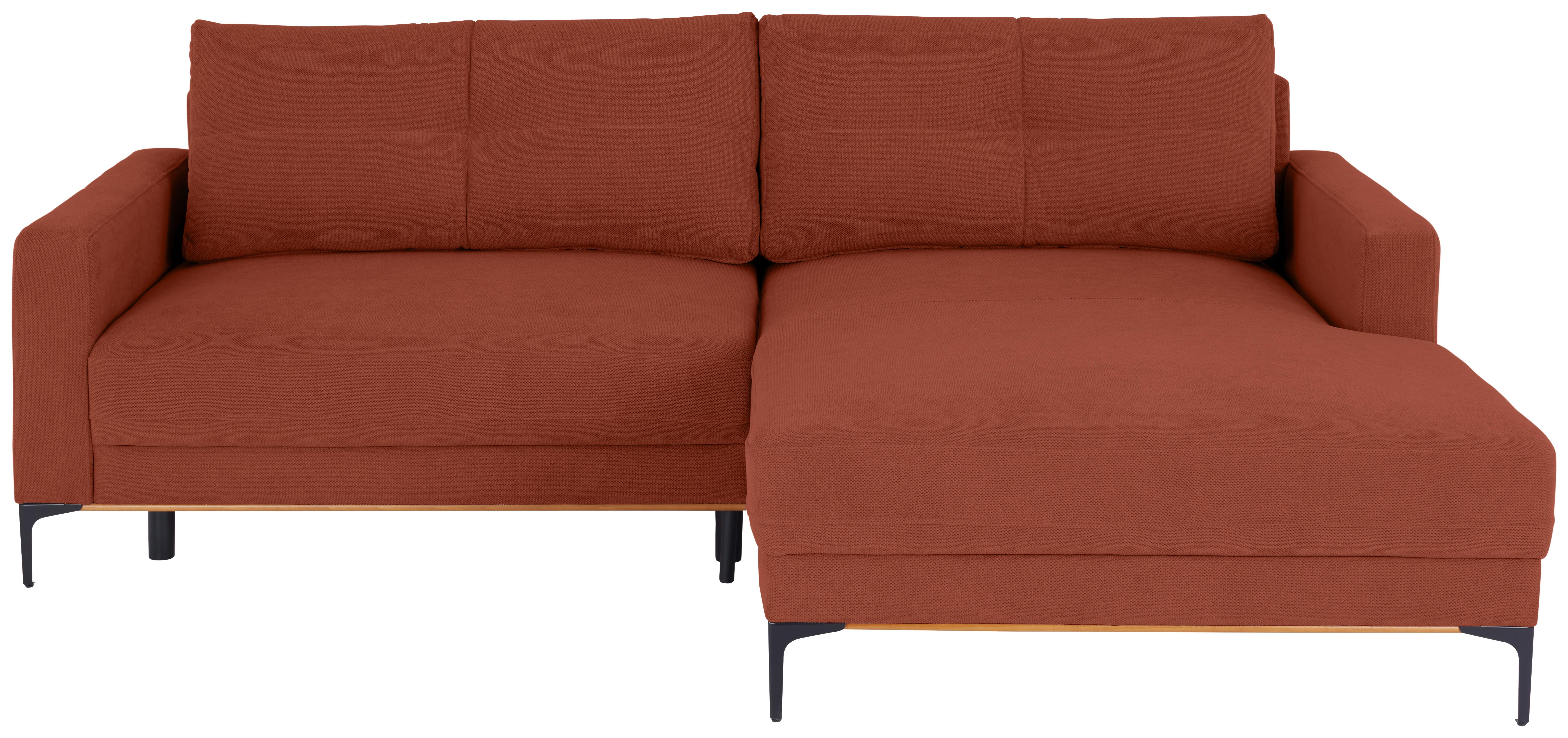 Ecksofa mit Schlaffunktion & Bettkasten Bergamo Rostfarben - Rostfarben/Schwarz, MODERN, Textil (238/162cm) - Ondega